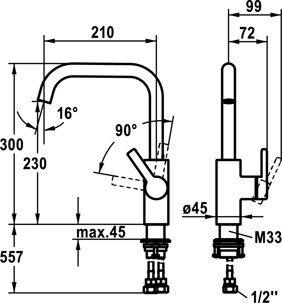 KWC Luna-E Matt Black Swivel Tap 10.441.013.176