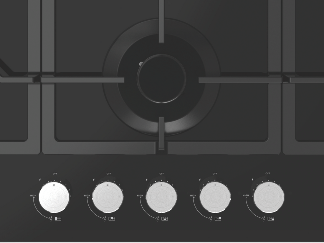 InAlto 90cm Gas on Glass Cooktop ICGG905W with 5 burners and wok burner