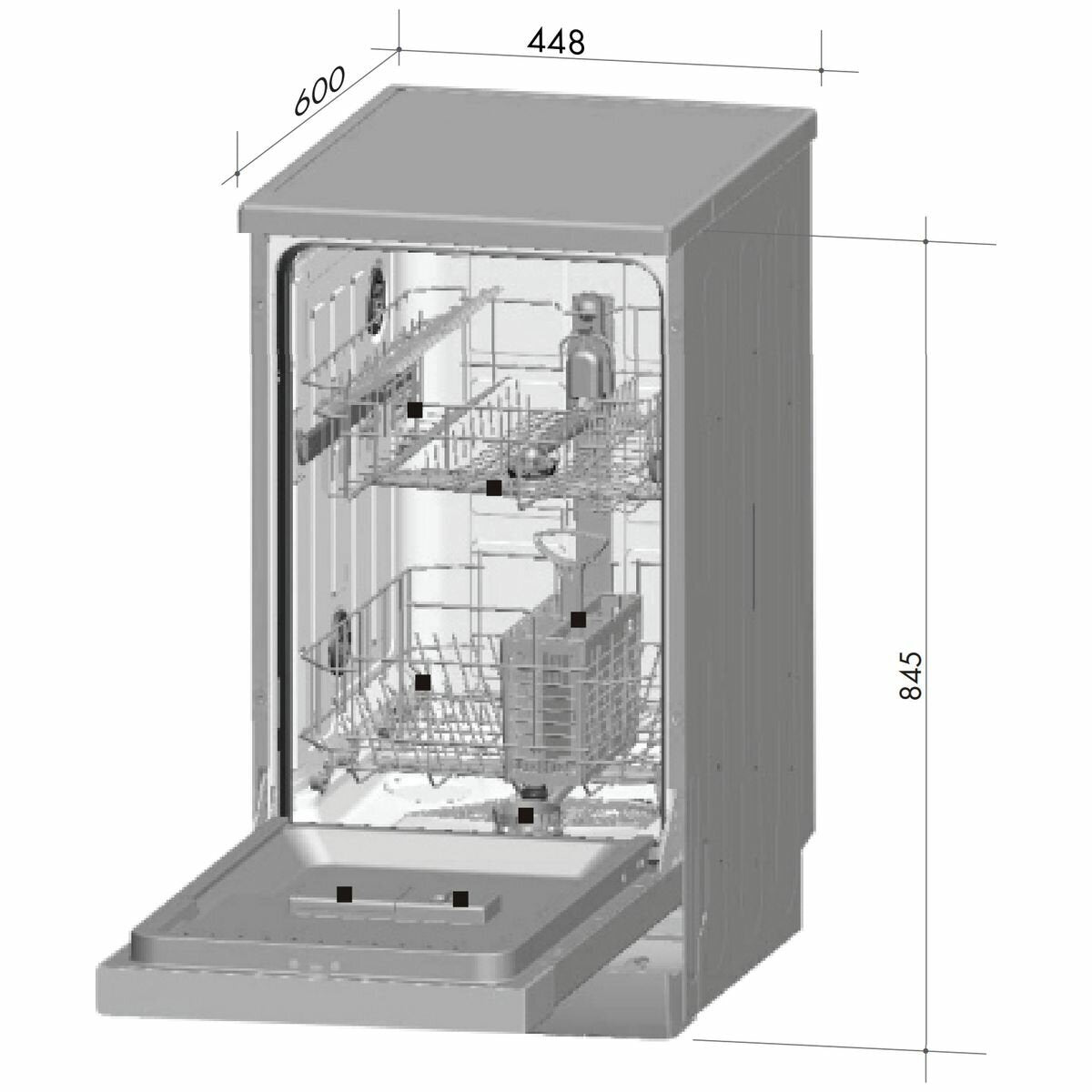 Artusi 45cm Freestanding Dishwasher Stainless Steel ADW4501X