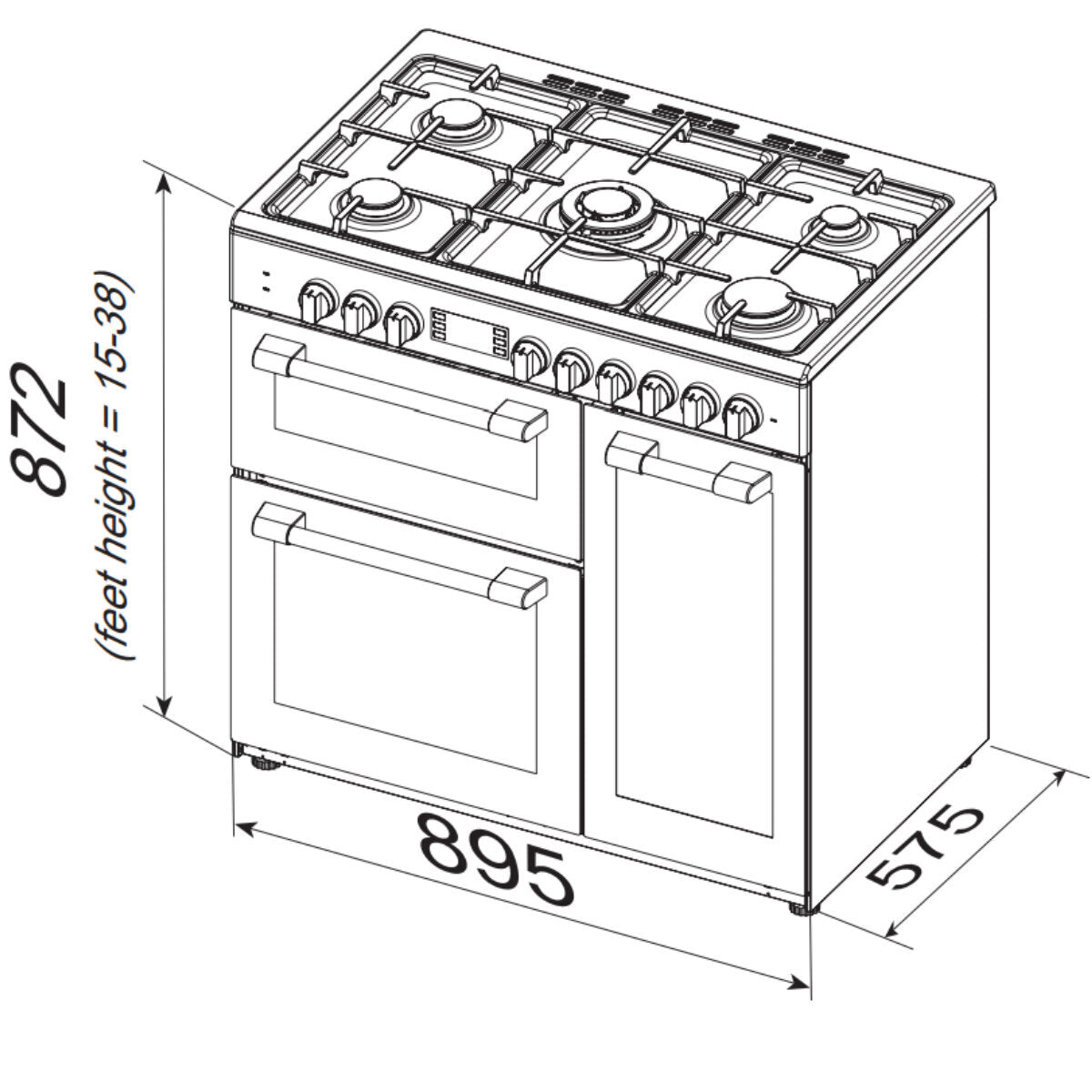 Artusi 90cm Dual Fuel Freestanding Oven/Stove AFGR935CR