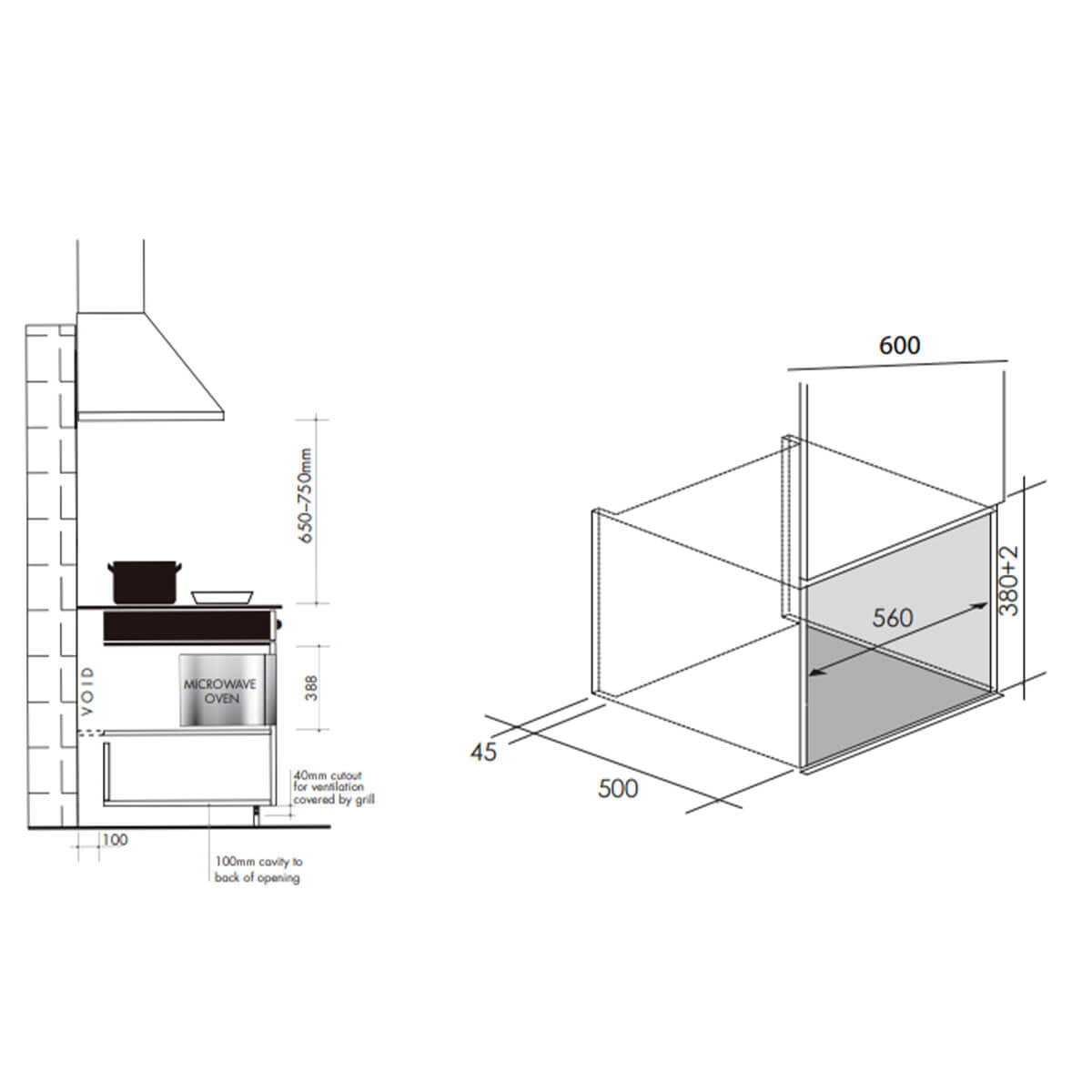 Artusi 25L Built-In Microwave with Trim Kit AMG28TKB/1