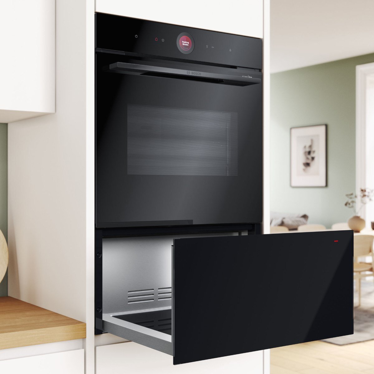 Bosch Series 8 29cm Built-In Warming Drawer Black BID9101B1