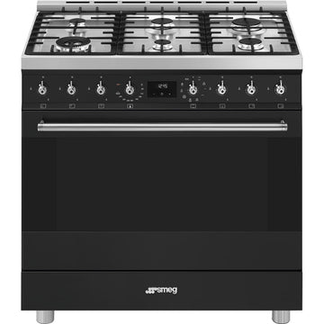 Smeg 90cm Classic Freestanding Dual Fuel Matte Black Stove CS9GMMBA2