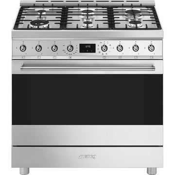 Smeg 90cm Classic Freestanding Dual Fuel Stainless Steel Stove CS9GMXA2