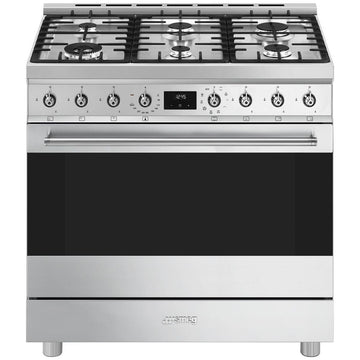 Smeg 90cm Classic Freestanding Pyrolytic Dual Fuel Stainless Steel Stove CSP9GMXA2