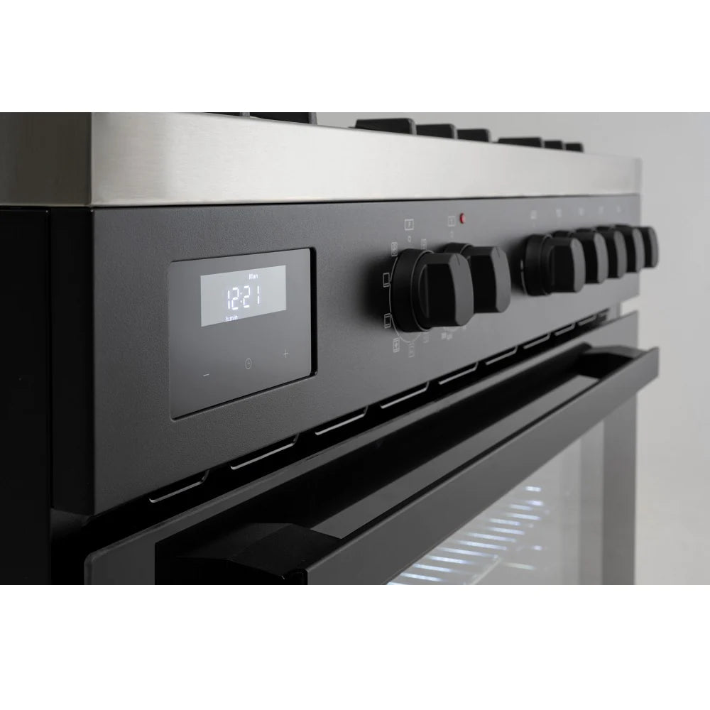 Euro Appliance 90cm dual fuel freestanding oven EO90FSDPBL in black finish