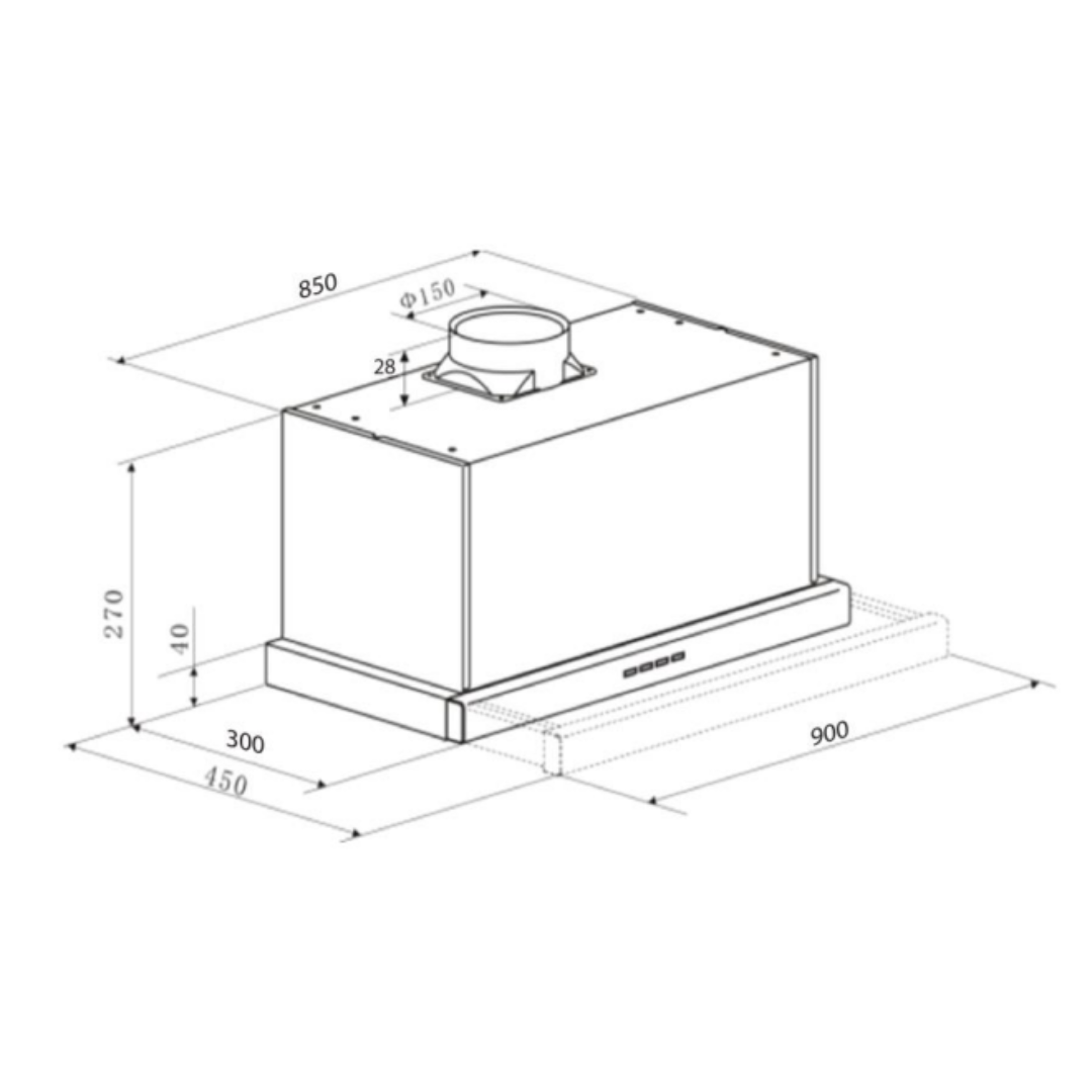 Euro Appliances 90cm Slideout Rangehood ERH900HSL2