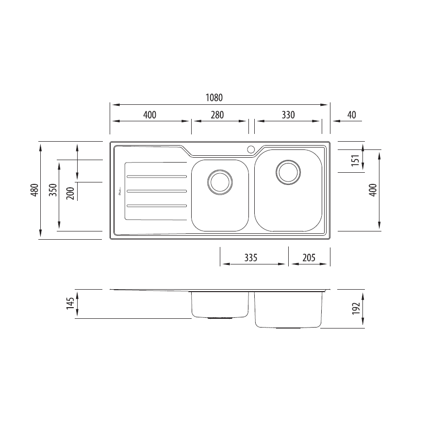 Oliveri Flinders 1 & 3/4 Bowl Sink With Left Hand Drainer FL112