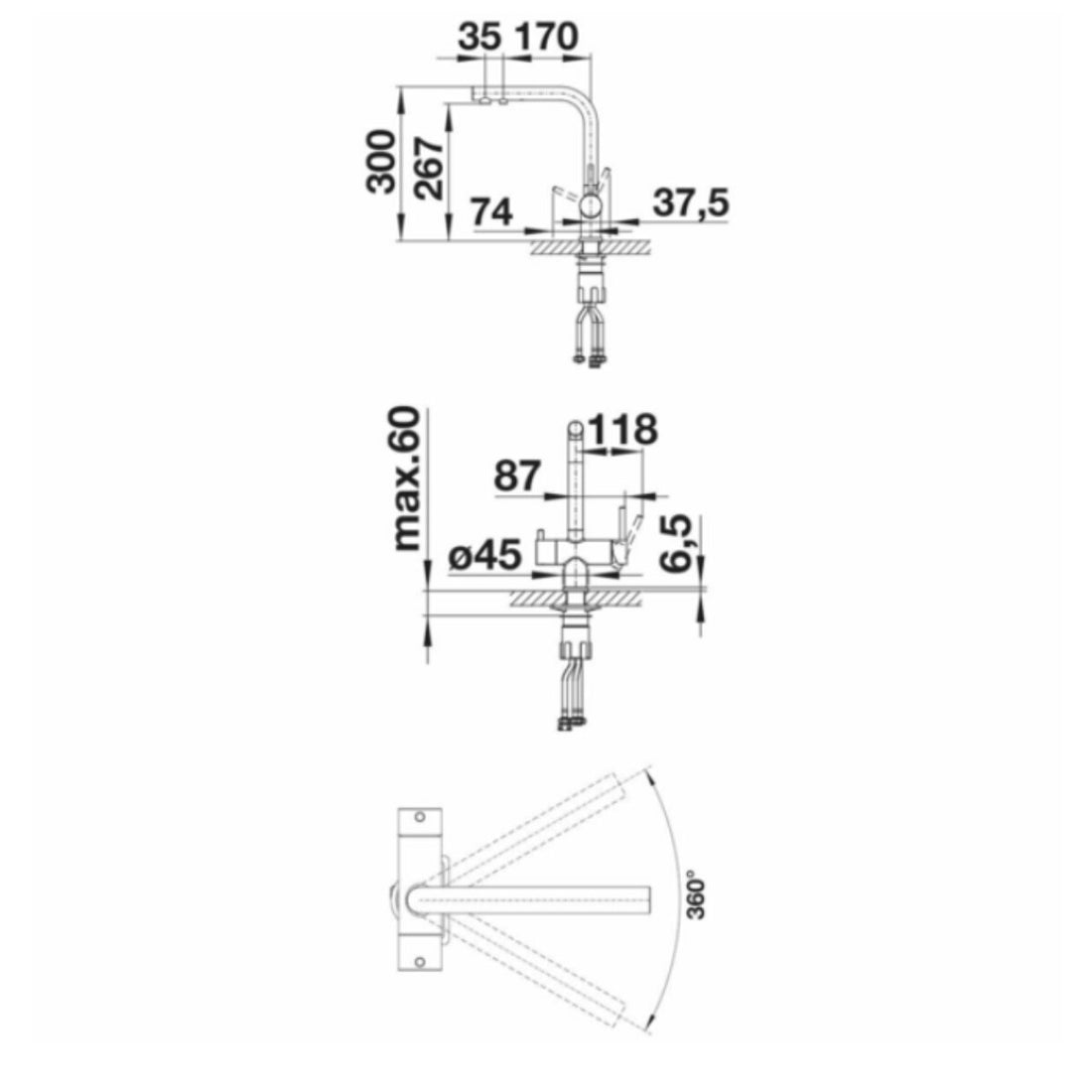 Blanco Fontas II Dual Lever Filtered Mixer Tap White FONTASWF