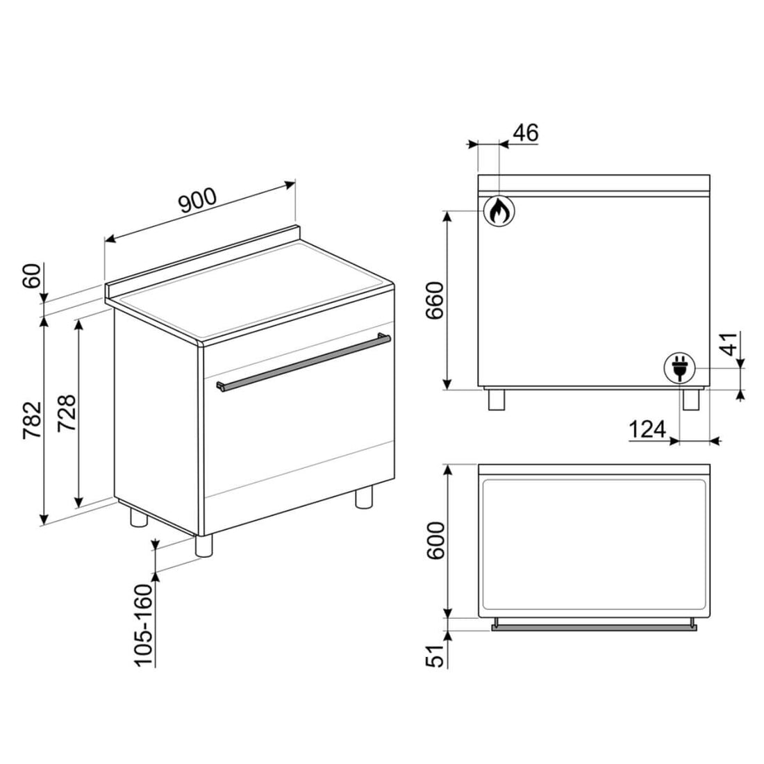 Smeg 90cm Duel Fuel Freestanding Oven/Stove Anthracite FS9606AS-1