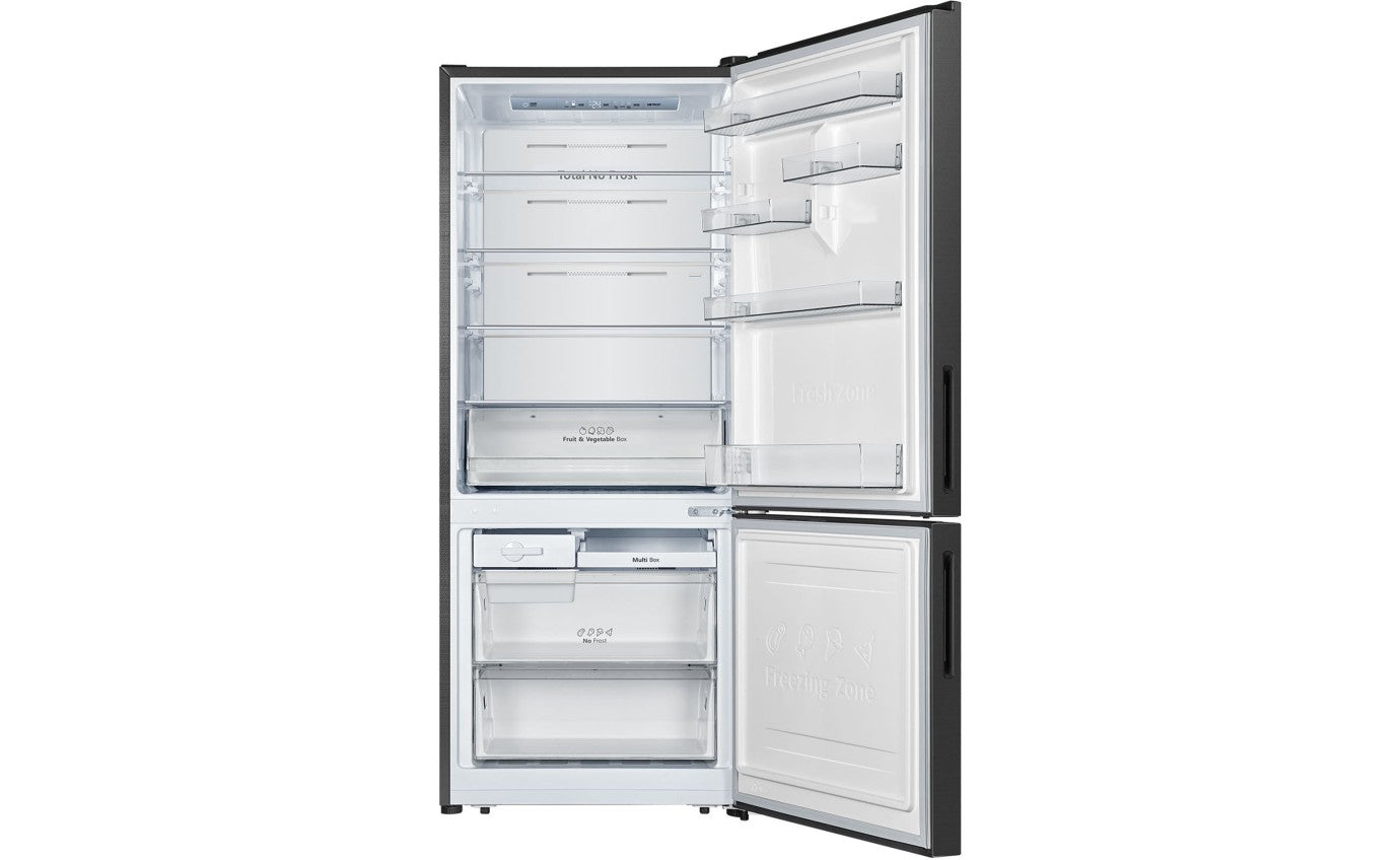 Hisense 417L PureFlat Eco Vision Bottom Mount Refrigerator Black Steel HRBM418E