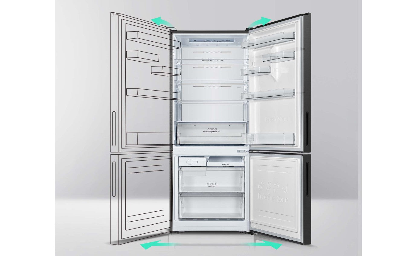 Hisense 417L PureFlat Eco Vision Bottom Mount Refrigerator Black Steel HRBM418E