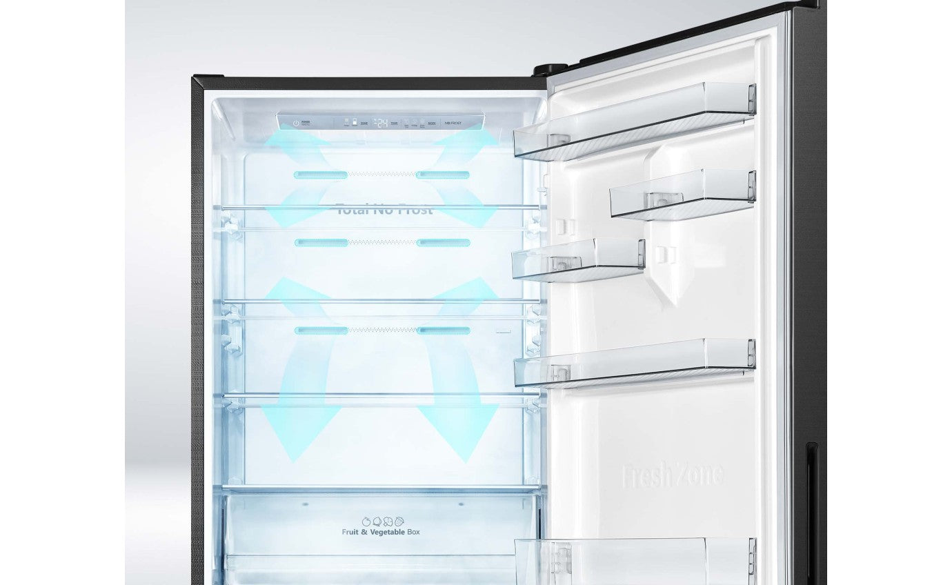Hisense 417L PureFlat Eco Vision Bottom Mount Refrigerator Black Steel HRBM418E