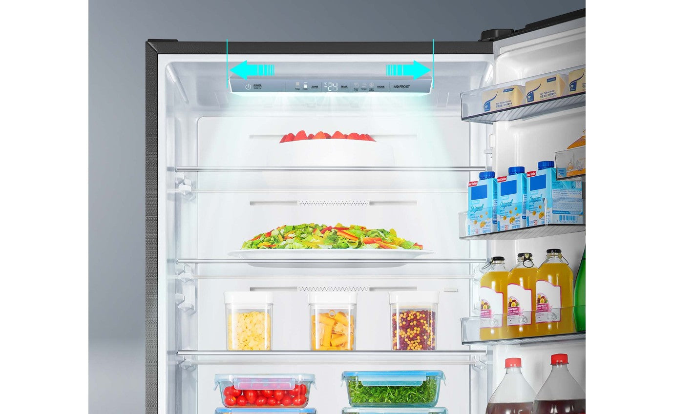 Hisense 417L PureFlat Eco Vision Bottom Mount Refrigerator Black Steel HRBM418E