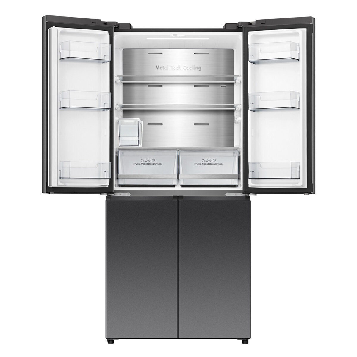 Hisense 483L French Door Fridge Black Steel with Non-plumbed Ice and Water Dispenser HRCD483TBW