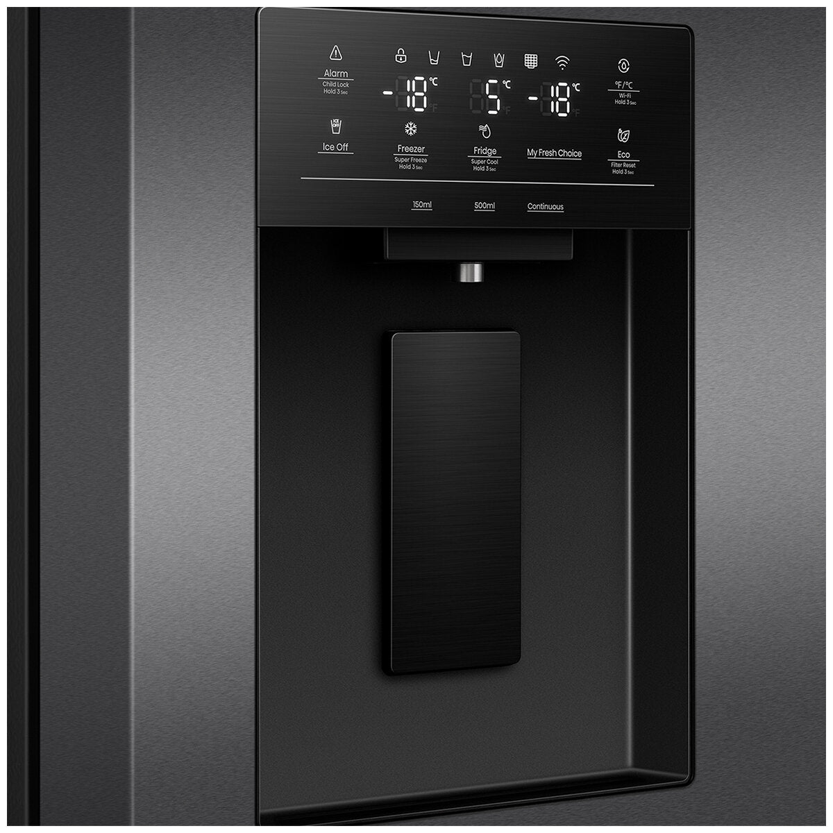 Hisense 483L French Door Fridge Black Steel with Non-plumbed Ice and Water Dispenser HRCD483TBW