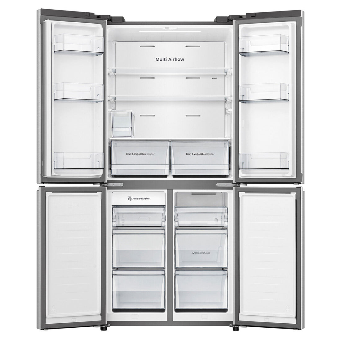 Hisense 483L PureFlat Slim French Door Refrigerator with Non-Plumbed Ice and Water Dispenser Stainless Steel HRCD483TSW