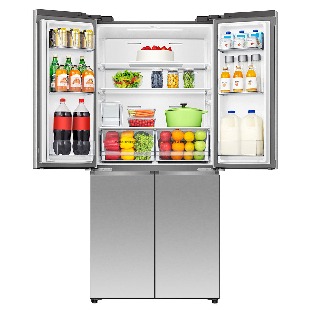 Hisense 483L PureFlat Slim French Door Refrigerator with Non-Plumbed Ice and Water Dispenser Stainless Steel HRCD483TSW