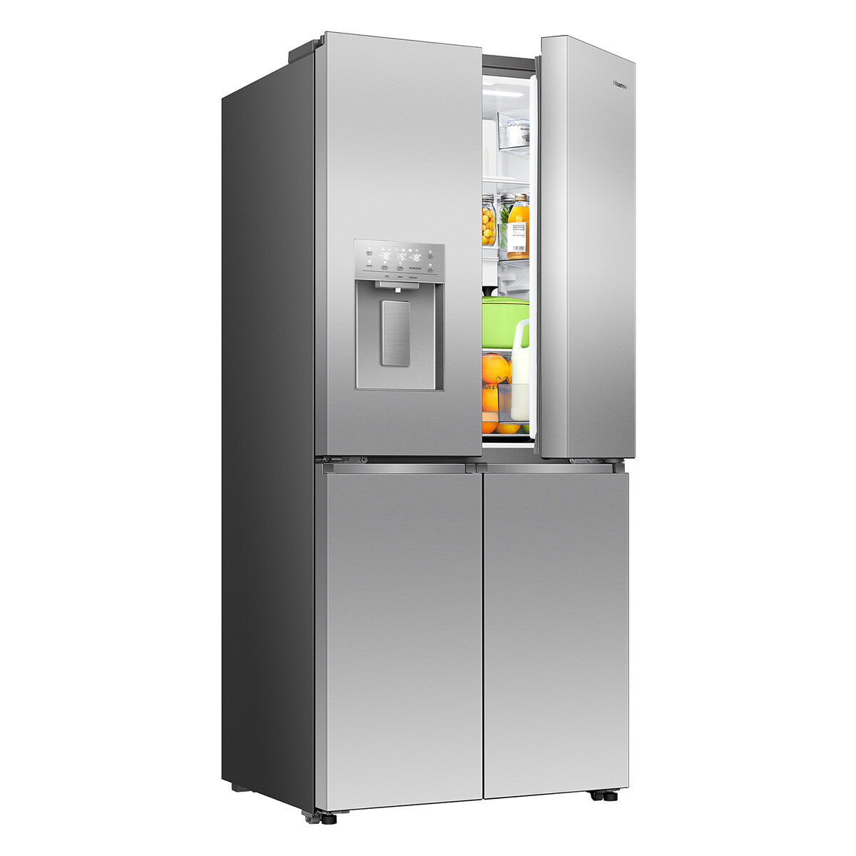 Hisense 483L PureFlat Slim French Door Refrigerator with Non-Plumbed Ice and Water Dispenser Stainless Steel HRCD483TSW