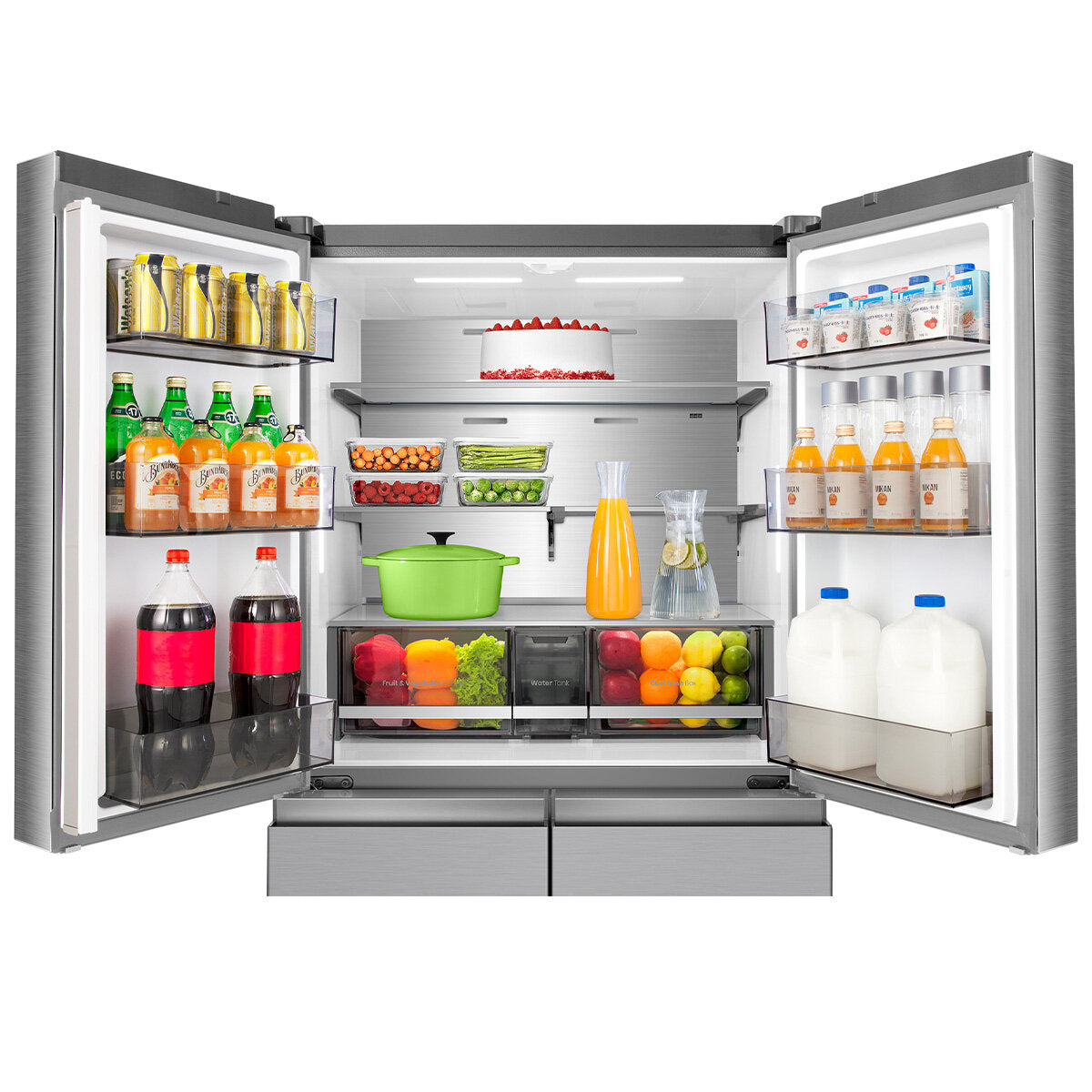 Hisense 640L PureFlex French Door Refrigerator with Non-Plumbed Ice and Water Dispenser Stainless Steel HRCD640TSW