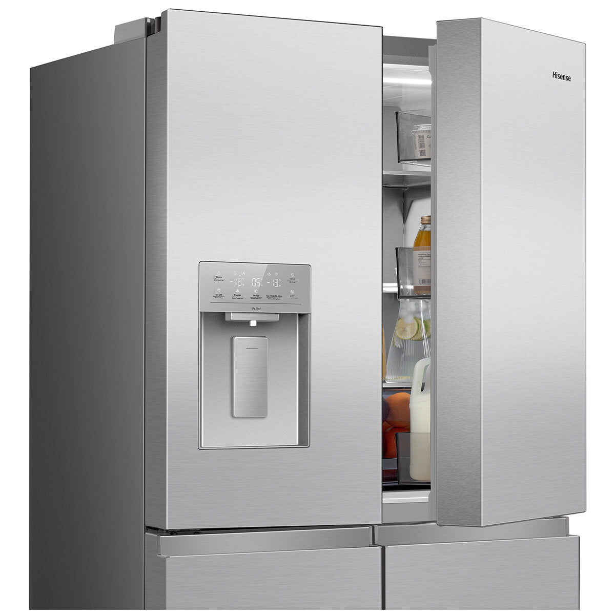 Hisense 640L PureFlex French Door Refrigerator with Non-Plumbed Ice and Water Dispenser Stainless Steel HRCD640TSW