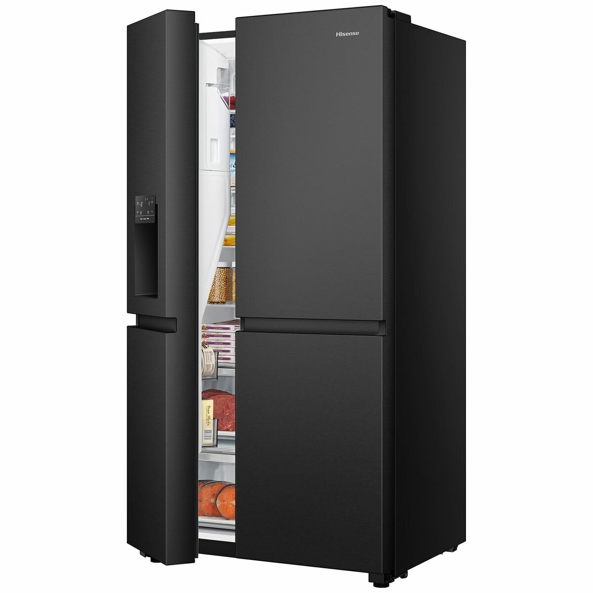 Hisense 632L Side by Side Refrigerator Black Steel HRSBS632BW