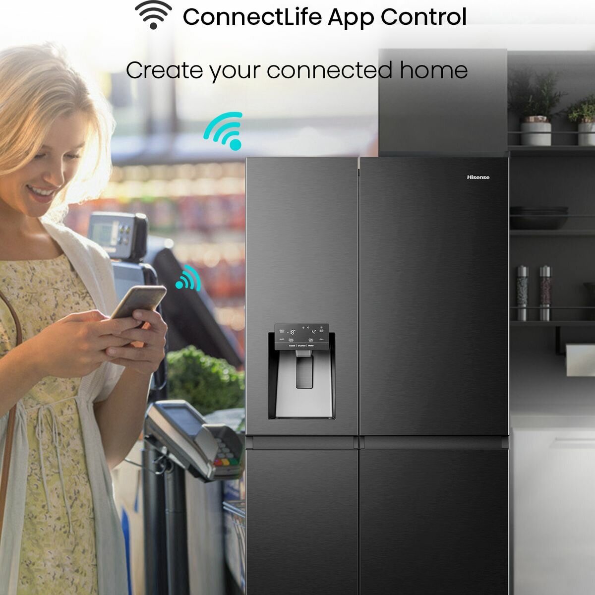 Hisense 632L Side by Side Refrigerator Black Steel HRSBS632BW