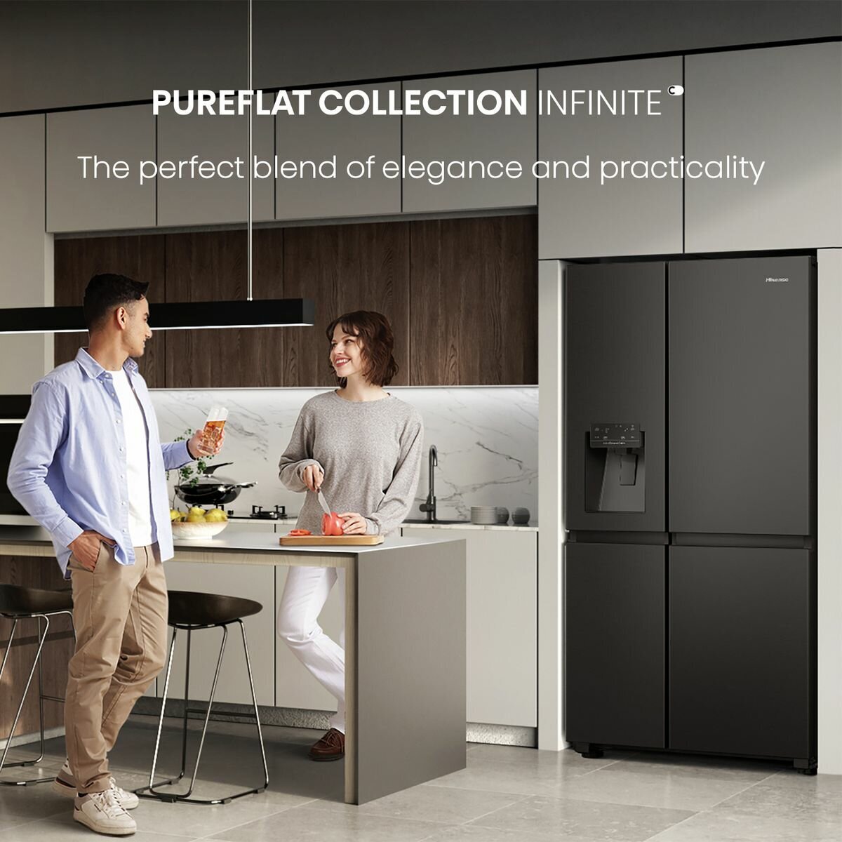 Hisense 632L Side by Side Refrigerator Black Steel HRSBS632BW
