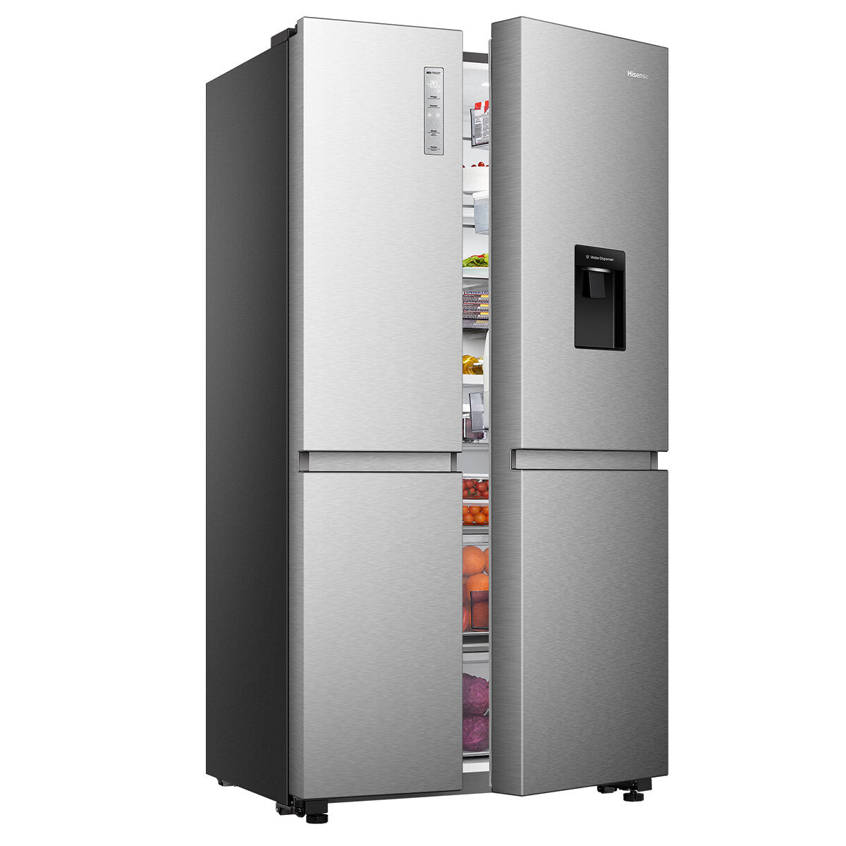 Hisense 649L Side by Side Refrigerator with Non-Plumbed Water Dispenser Stainless Steel HRSBS649SW