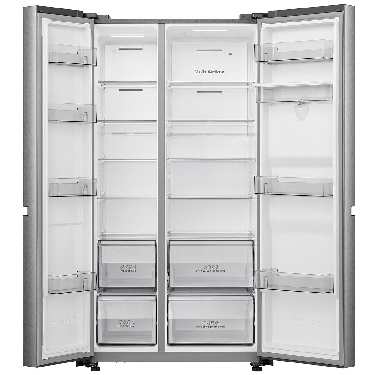 Hisense 649L Side by Side Refrigerator with Non-Plumbed Water Dispenser Stainless Steel HRSBS649SW