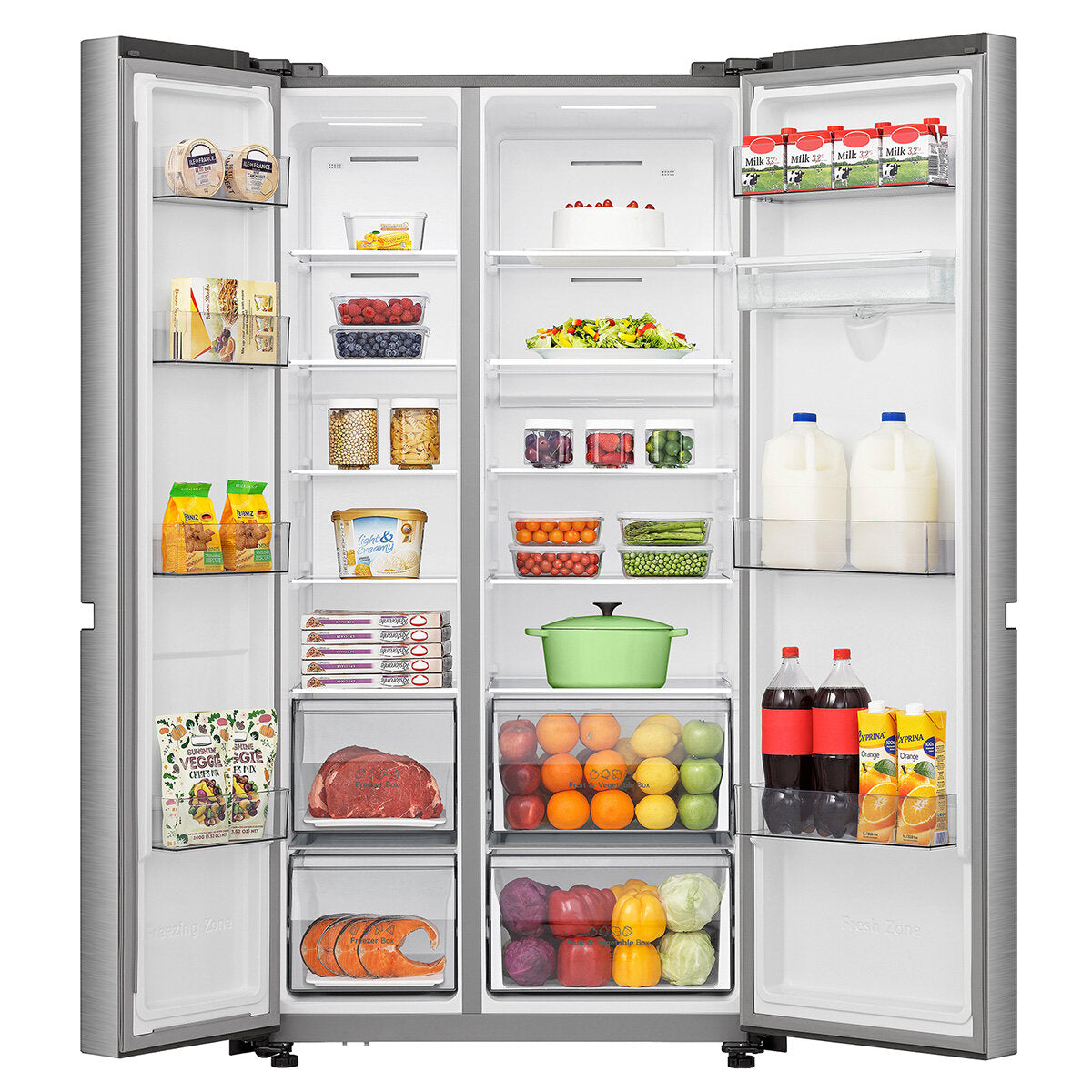 Hisense 649L Side by Side Refrigerator with Non-Plumbed Water Dispenser Stainless Steel HRSBS649SW
