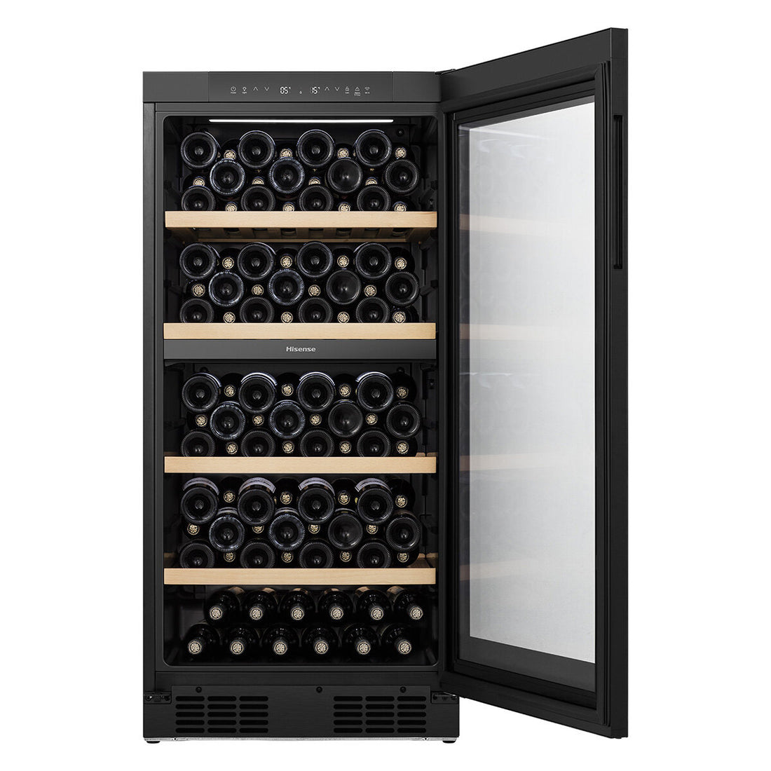 Hisense 108 Bottle Dual Zone Wine Cabinet Black Glass HRWC108B
