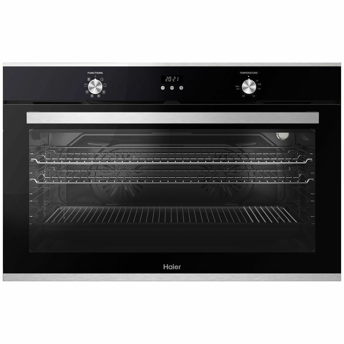 Haier 90cm Built-In Oven HWO90S10EX2 black glass stainless steel