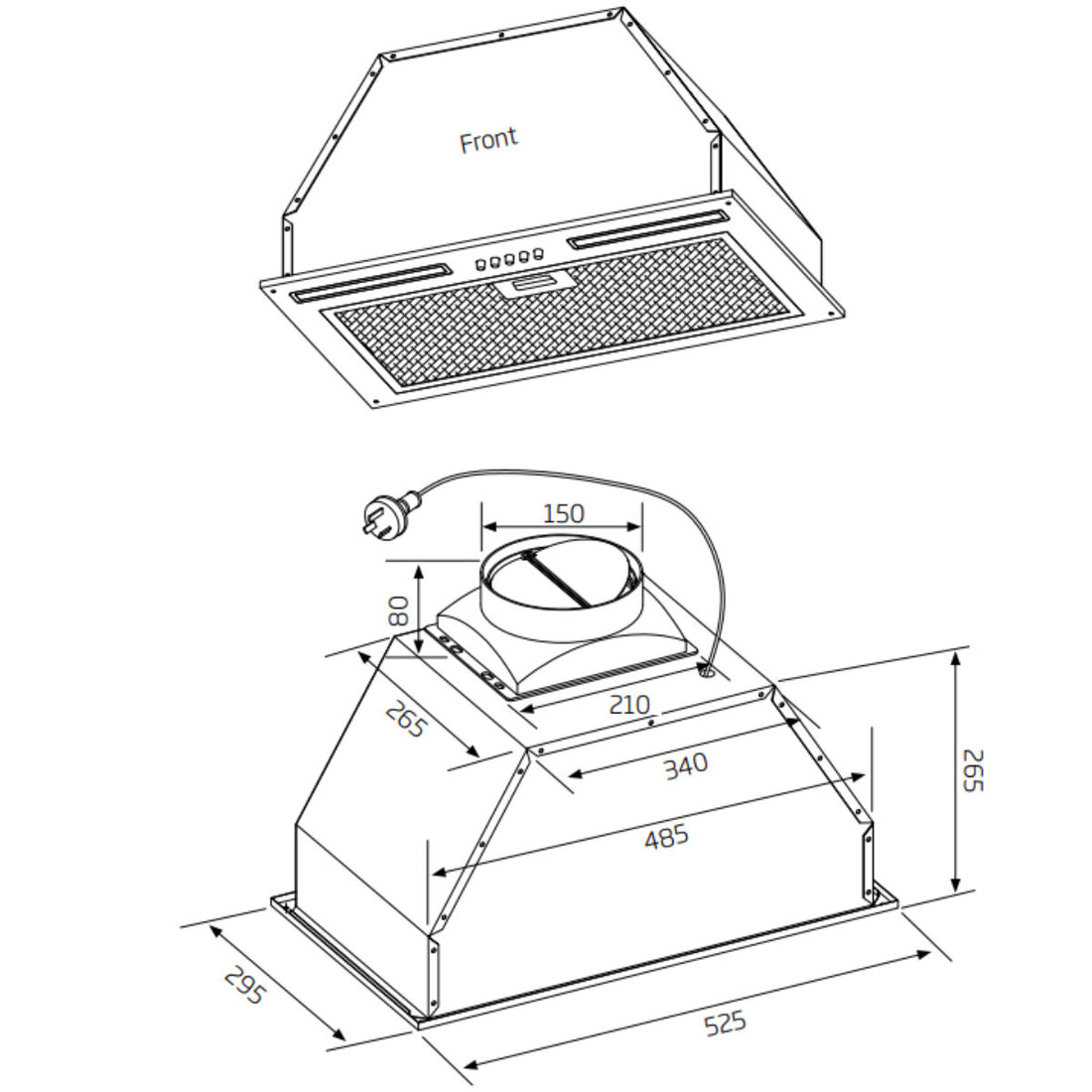 Schweigen 60cm Undermount Rangehood On-Board Motor NAUM-6
