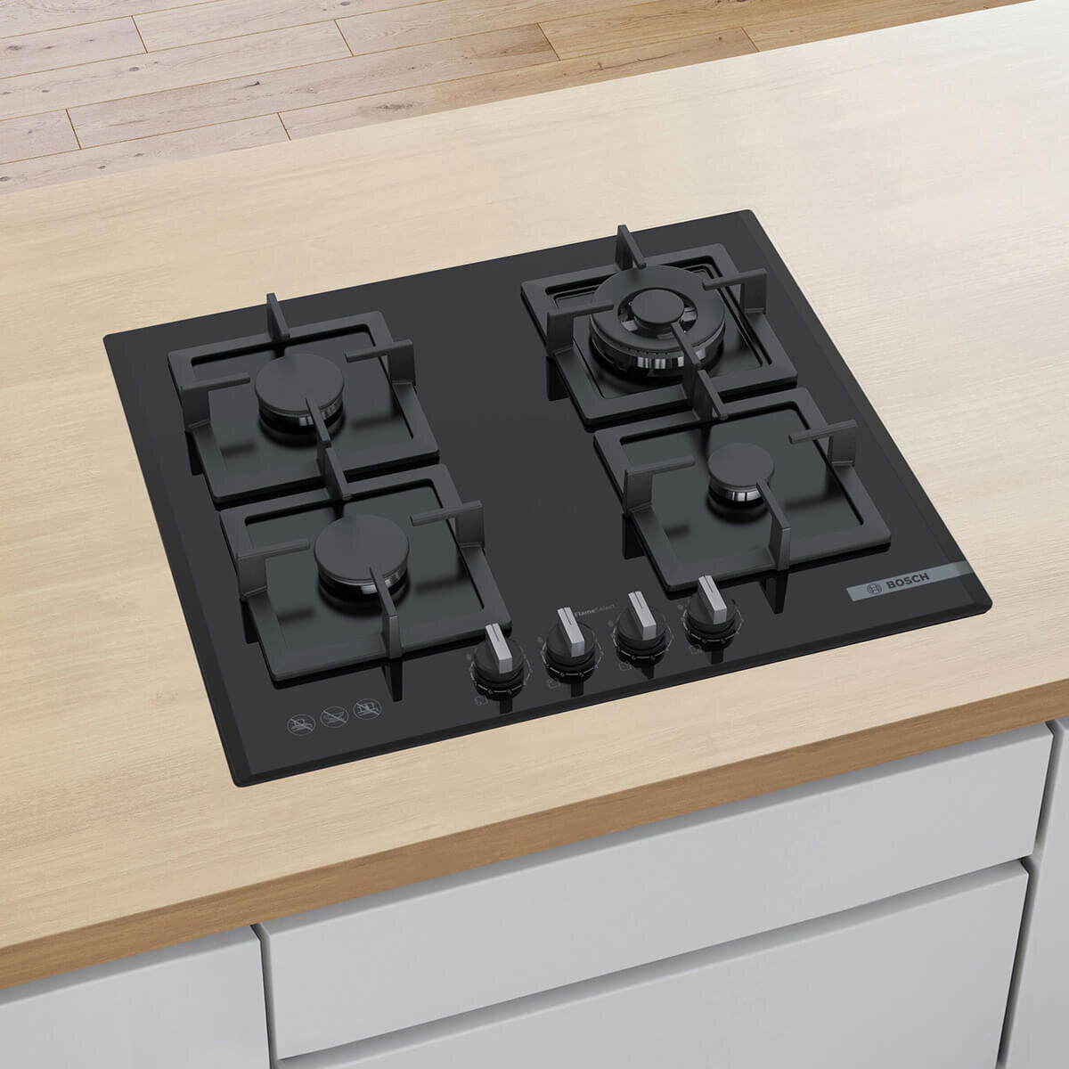 Bosch 60cm Series 6 Gas Cooktop Black Tempered Glass PPH6A6B21A
