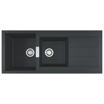 Franke Sirius 2.0 Double Bowl Sink with Drainer Carbon Black S2D621CB