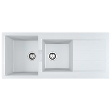 Franke Sirius 2.0 Double Bowl Sink with Drainer Polar White S2D621PW