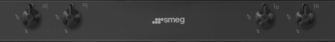 Smeg 60cm Classic Black 3 Gas+Wok Matte Black Stainless Steel PX364LMBAU