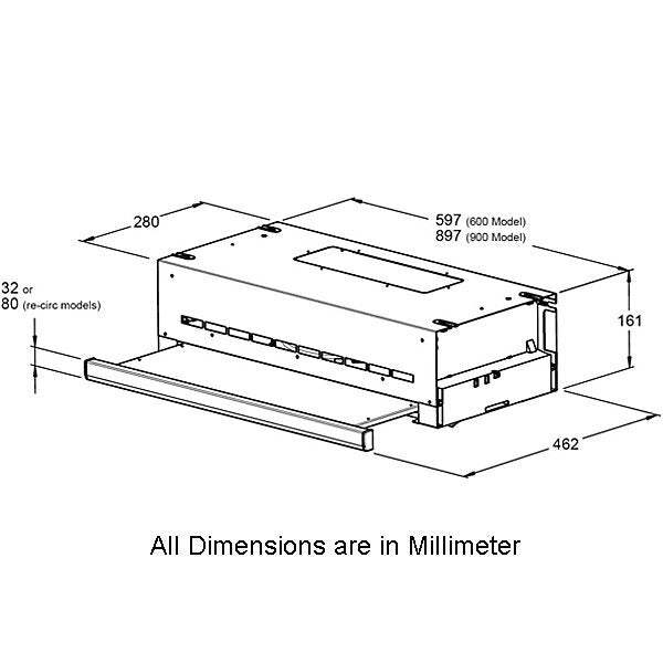 Robinhood 90cm Slideout Rangehood RLES91SS-WH