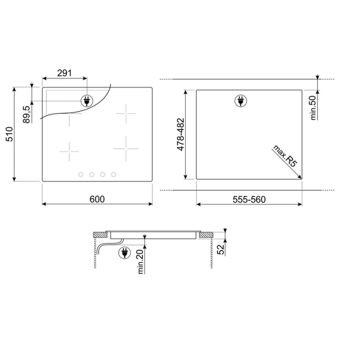 Smeg 60cm Induction Cooktop SI364BM