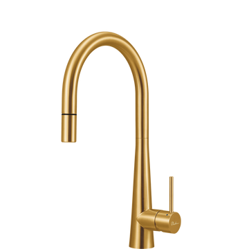 Oliveri Essente 316 Stainless Steel Goose Neck Pull Out Mixer Brushed Gold SS31625-AU