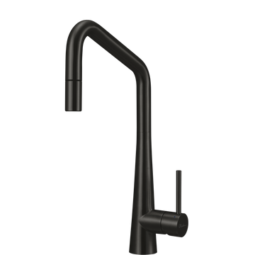 Oliveri Essente 316 Stainless Steel Square Goose Neck Pull Out Mixer Brushed Black SS31675-BL