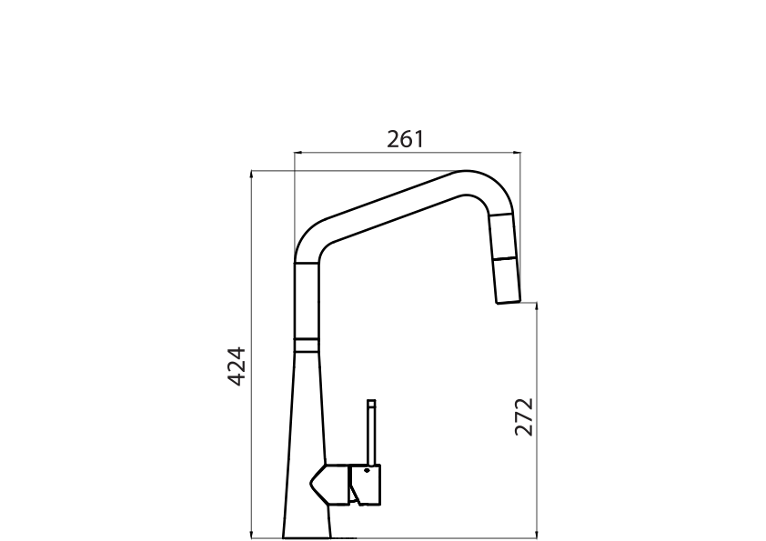 Oliveri Essente 316 Stainless Steel Square Goose Neck Pull Out Mixer Brushed Black SS31675-BL