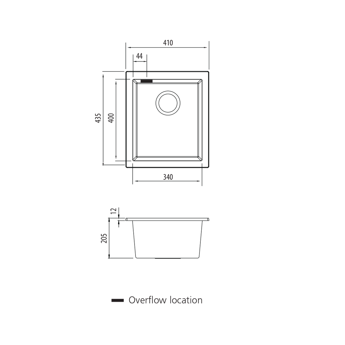 Oliveri Santorini Standard Bowl Undermount Sink Matte Black ST-MB1530UOF