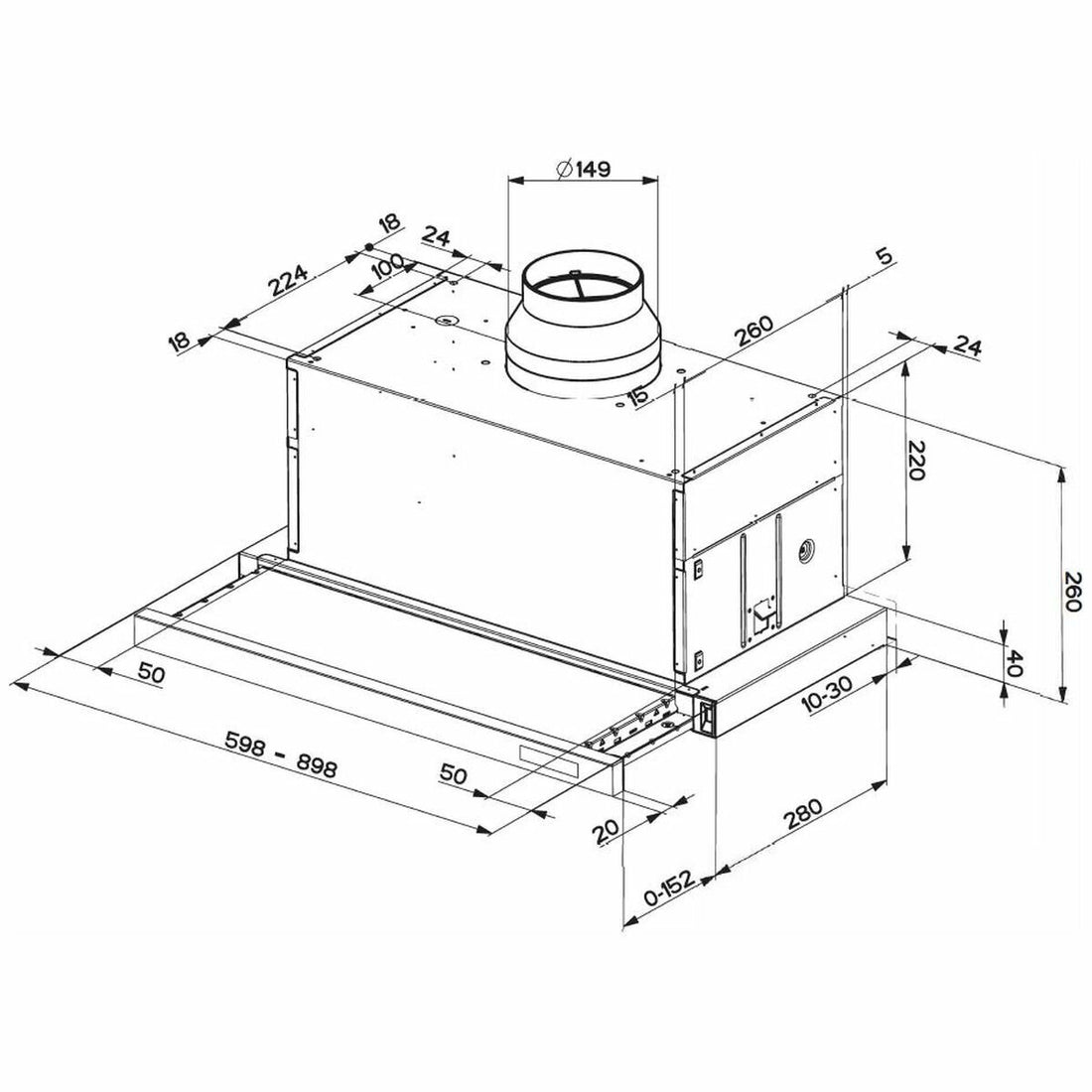Smeg 60cm Telescopic Slideout Rangehood STH650X