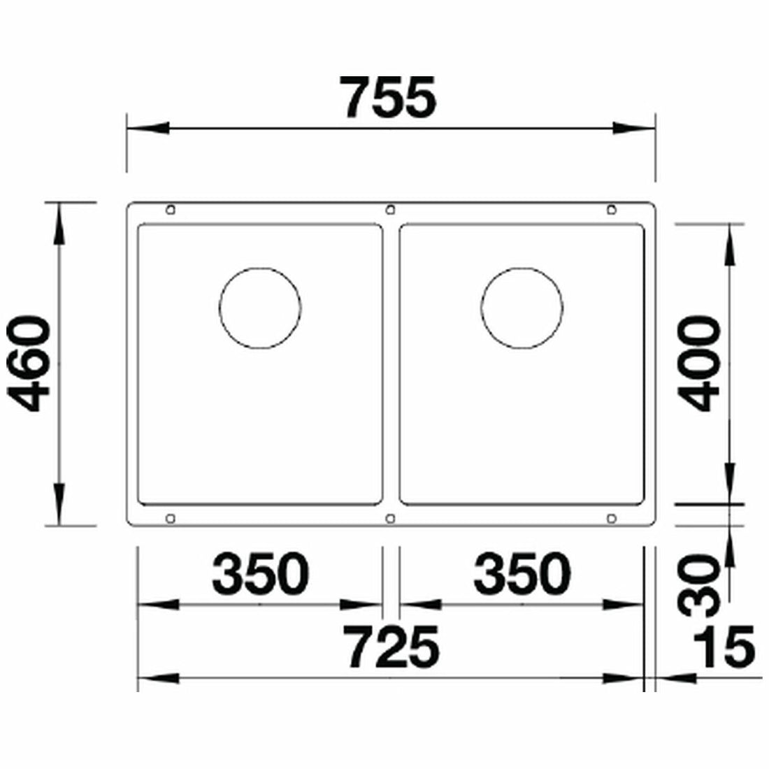 Blanco Subline Double Bowl Undermount Sink Black SUB350350UBK5