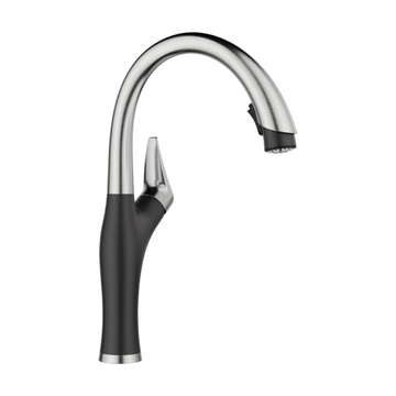 Blanco Artona High Arch Pull Down Spray Mixer Tap Anthracite & PVD Steel ARTONASA