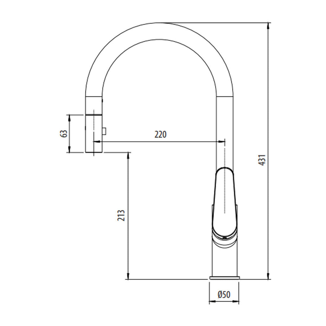 Oliveri Verona Pull out Goose Neck Mixer Tap Chrome VA306500CR-P