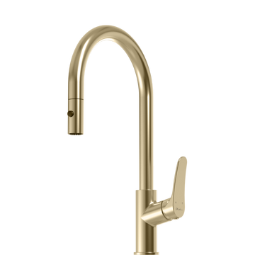 Oliveri Verona Pull out Goose Neck Mixer Tap Classic Gold VA306503CG-P