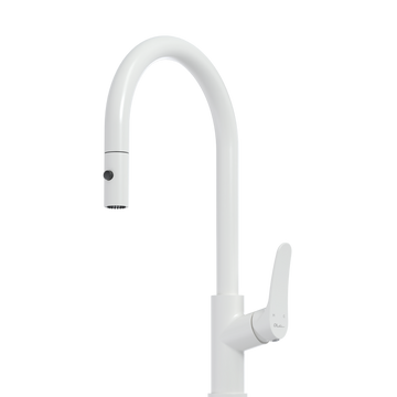 Oliveri Verona Pull out Goose Neck Mixer Tap White VA306507WH-P